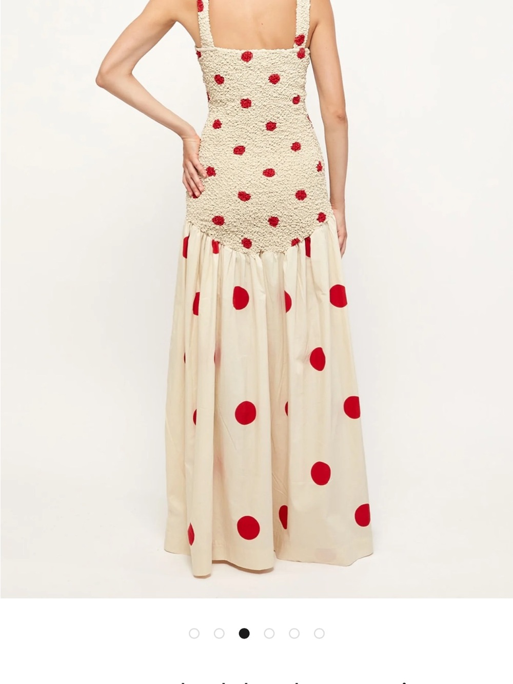 Free People Cream Maxi Dress with Red Polka Dots - Picture 4 of 6